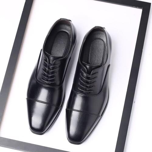 New Men Dress shoes formal shoes mens Handmade business shoes wedding shoes Big Size Genuine Leather Lace-up Male 38-47