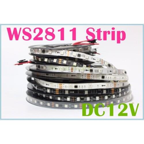 WS2811 led strip 5m 30/48/60 leds/m,10/16/20 pcs ws2811 ic/meter,DC12V White/Black PCB, 2811 led strip Addressable Digital