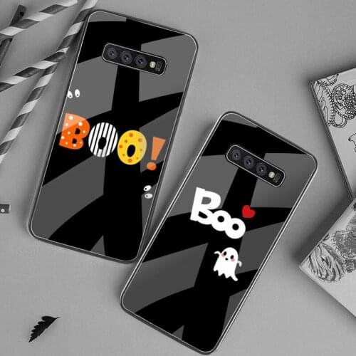 YJZFDYRM Scary halloween boo Black Cell Phone Case Tempered Glass For Samsung S20 Plus S7 S8 S9 S10 Plus Note 8 9 10 Plus
