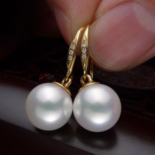 Jewelry 925 real natural big inlaid natural South African super mirror light natural pearl earrings jewelry Natural Color