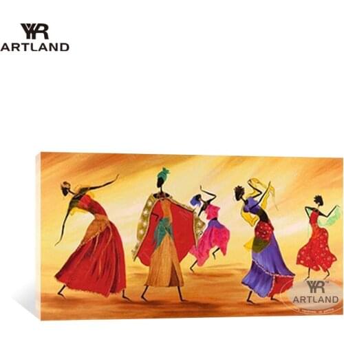 YYR-ARTLAND African woman dancing painting for home wall decoration Hand painted oil painting on canvas art picture for bedroom