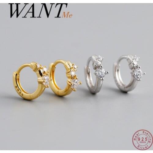 WANTME 925 Sterling Silver Simple Pave Chic Zircon Circle Huggie Hoop Earrings for Women Fashion Bohemian Piercing Body Jewelry