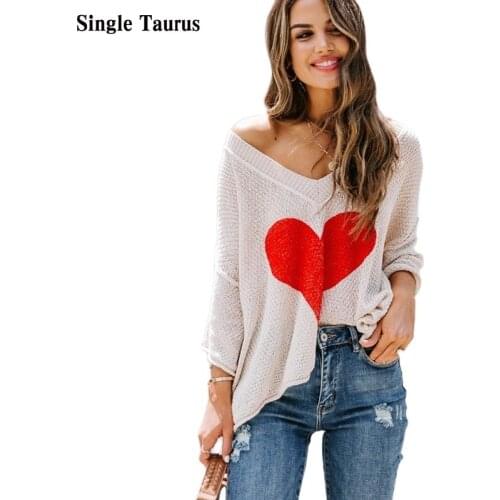 Heart Shape Love Print Knitted Sweater 2021 Summer Half Sleeve Loose Streetwear V Neck Cute Pullovers Harajuku Sweater