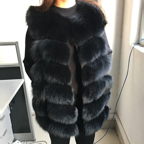 Womens high quality real fox fur vest 100% natural real fur 2019 fashion fur coat jacket vest Genuine Leather coat
