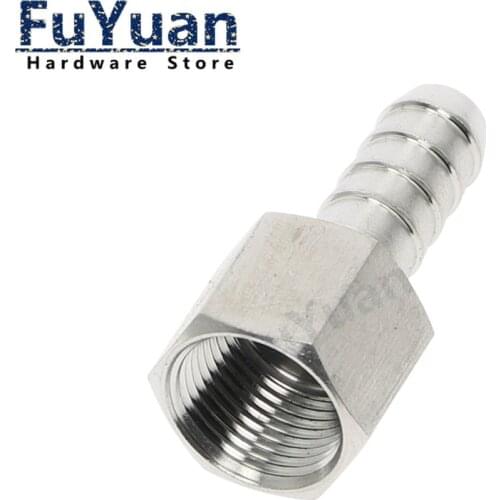 1/8" 1/4" 3/8" 1/2" BSPP Female x Fit 6/8/10/12mm Hose Barb Hosetail Fitting 304 Stainless Water Gas Propane