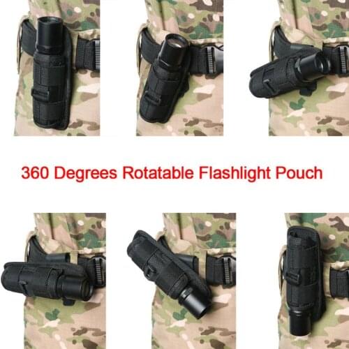 1 PC Tactical 360 Degrees Rotatable Flashlight Pouch Holster Torch Case for Belt Torch Cover Hunting Lighting Accessories