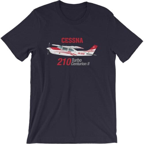 100% Cotton Print Mens Summer O-Neck Cessna 210 Turbo Centurion II (Red) Airplane T-shirt- Personalized with N# Tee Shirt