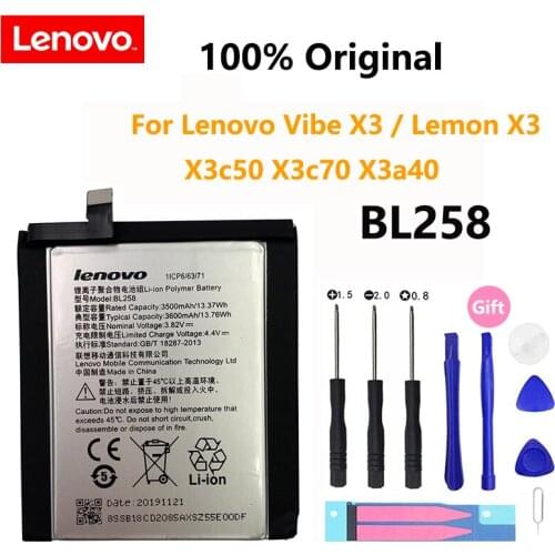 100% Original Real 3600mAh BL258 Battery For Lenovo Vibe X3 / Lemon X3 X3c50 X3c70 X3a40 Rechargeable Phone Batteries Bateria