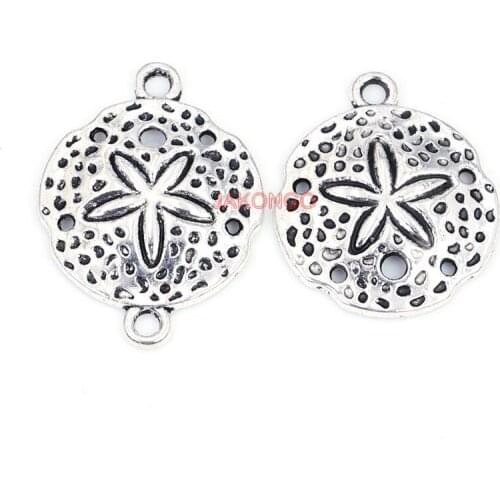 20PCS Antique Silver Plated Starfish Shell Charms Connector Pendant for Bracelets Jewelry Making DIY Handmade Craft 25x21mm