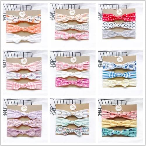 3pcs/lot Baby Headband Girls Hair Accessories Cotton Rabbit Ear Turban Bow Elastic Hairband Baby Princess Christmas Day Gifts