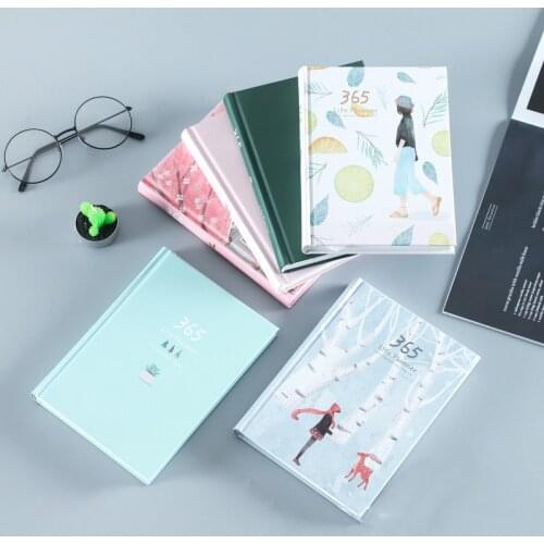 365 Planner Agenda Notebook Colorful Inner Page Illustration Yearly Daily Plan Journal Record Life Stationery Gifts Notebooks
