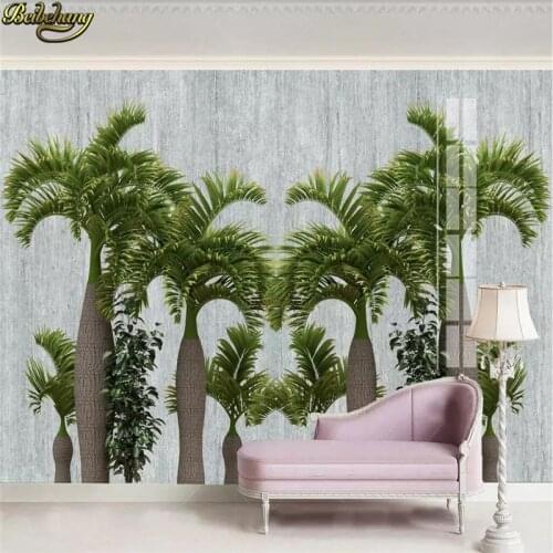 Beibehang papel de parede Custom wallpaper mural stereo tropical plant leaves palm tree marbled background wall 3d wallpaper