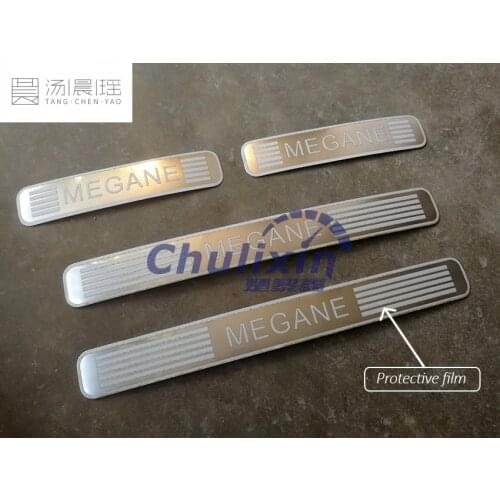 4pcs/lot stainless steel car stickers styling ultra-thin door sill Scuff Plate pedal For Renault Megane 2015-2017