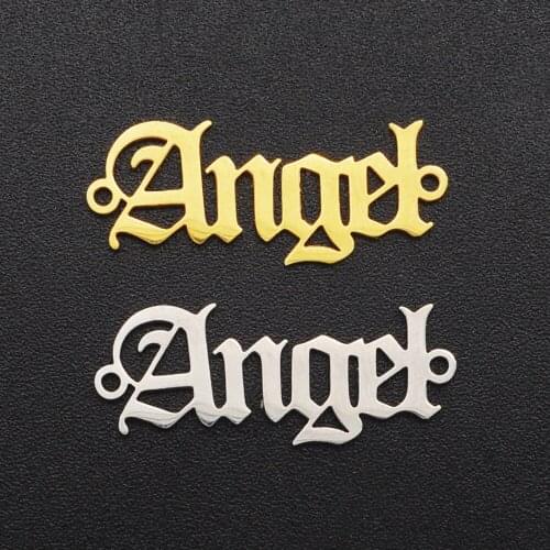 5pcs/lot 100% Stainless Steel Angel DIY Charm Pendant Connector Wholesale Finding Supplies Jewelry Necklace Making