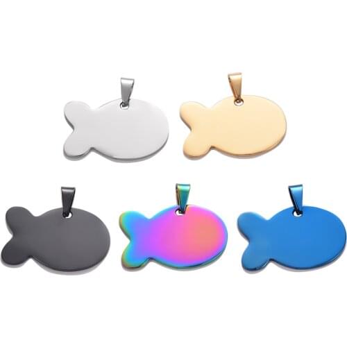 5Pcs/Lot Stainless Steel Fish Blank Military Army ID Pet Tag Heart Dog Custom Tags Pendant Necklace Jewelry Dropship Wholsales