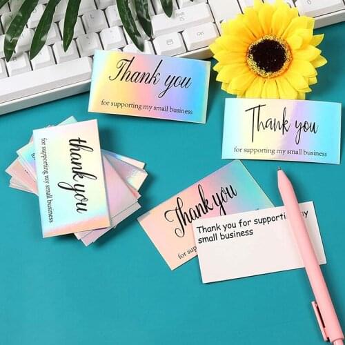 50Pcs/Lot Thank You For Supporting My Small Business Laser Thank You Card 5X9 Cm Laser Thank You Card Business Party Gift Tags
