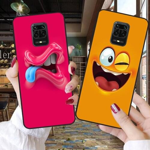 Black Silicone Cover 3D Funny Face Phone Case For Coque Xiaomi Mi 10T Lite 10 Ultra Redmi Note 9S 7 8 9 Pro 8T Shell Funda Cases