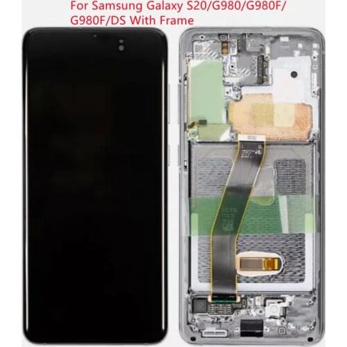 For Samsung Galaxy S20 Lcd G980,G980F,G980F/DS with Frame Display Touch Screen Digitizer For Samsung s20 plus LCD G985 G985F