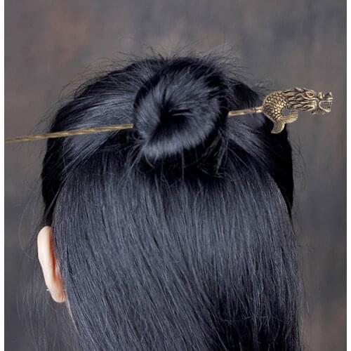 Pure Copper Cigar Needle Ladies Hairpin Retro Cigar Dredge Drill Creative Carving Spiral Ventilating Needle Cigar Tool