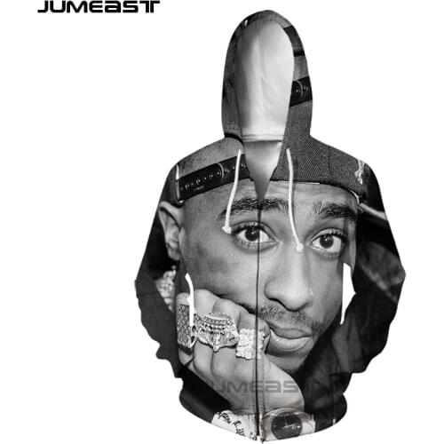 Jumeast Brand Men Women 3D Printed Superstar Tupac Long Sleeve Jacket Sport Pullover Fashion Spring Zipper Hoodies