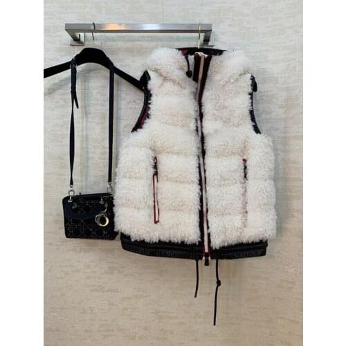 End 11.7 Quality High Winter Fashion New Coat Women Hooded Zipper Luxury Temperament Lamb Wool Down Vest