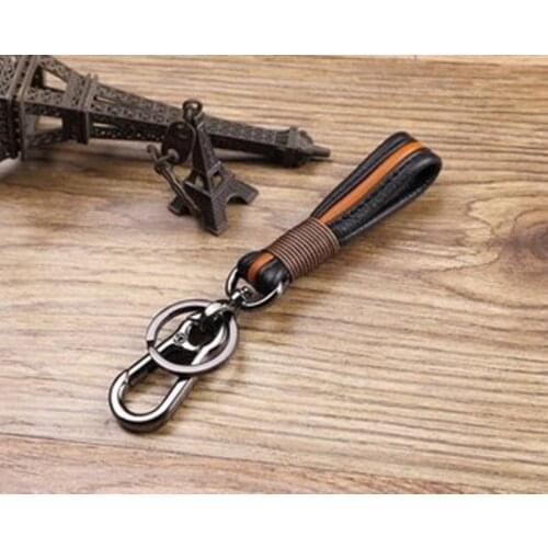 Leather keychain metal keyrings key chains unisex auto key ring for car key chain holder