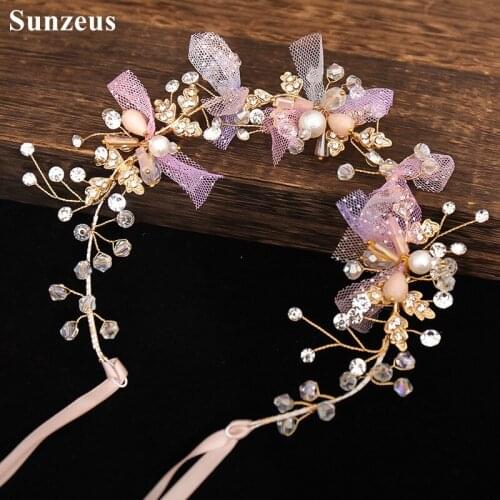 Handmade Colorful Yarn Flower Girls Hair Accessories Beaded Hairbands Bridesmaid Headwear Girls Brithday Party Hair Wear HD51