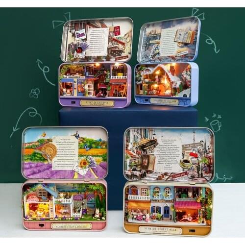 Box Theater DIY Miniature Doll House With Flower Little Bear Snow Furniture Casa Dollhouse Toys for Children Birthday Gifts