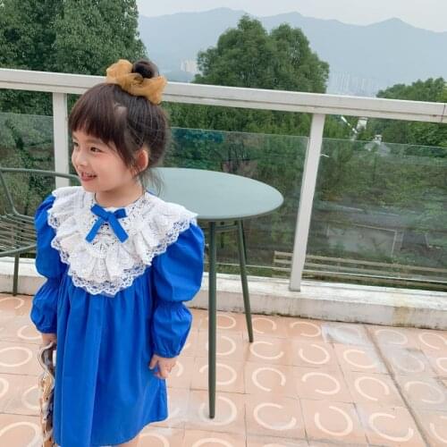 2021 Spring New Product Retro Palace Style Girl Doll Collar Lace Trim Cute Temperament Banquet Dress