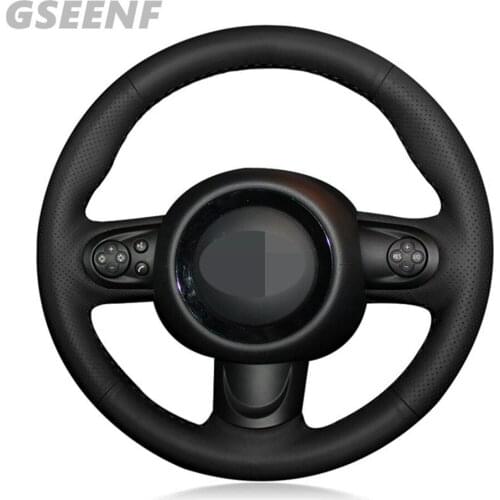 Car Steering Wheel Cover For Mini Coupe Car accessories Black Hand-stitched Artificial Leather DIY Steering Wheel Cover