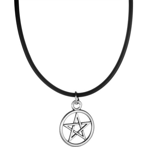 Fashion Vintage Round Star Pentagram Pendant Clavicle Chain Choker Necklace for Men Women Punk Leather Chain Collar Jewelry Gift