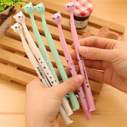 Peerless 4 Pcs / Pack 0.5mm Cute Candy Color Bow Cat Gel Ink Pen Maker Pen School Office Supply