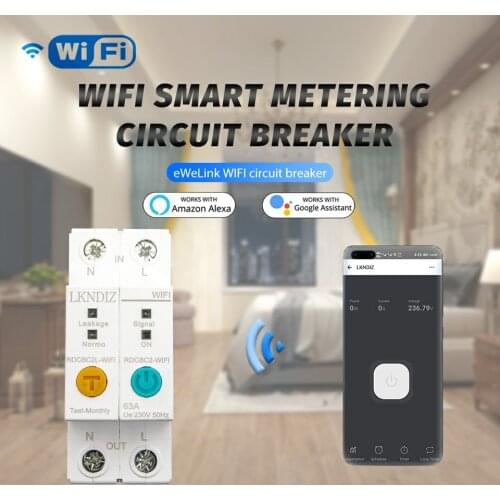Ewelink WIFI Remote Control Leakage Current protection Circuit Breaker Energy Monitoring with Alexa google home for Smart home