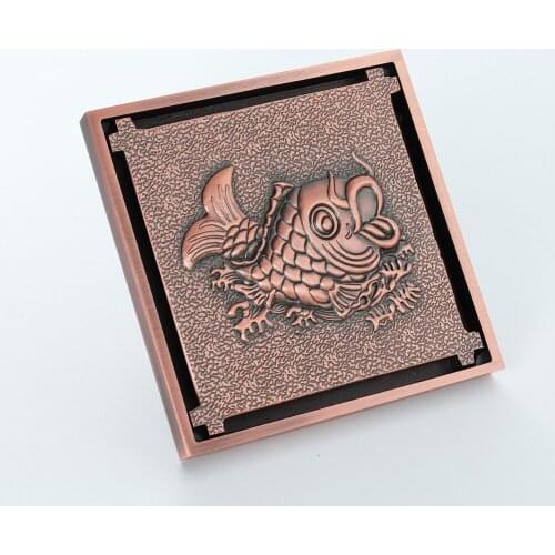 Floor Drain Brass Rose Gold Square 10x10cm Bathroom Shower Waste Grates Strainer Toilet Balcony Water Anti odor Drains