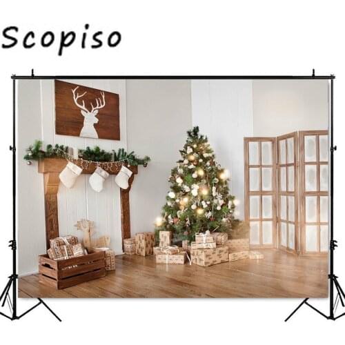 Scopiso christmas backdrop for photography wood floor background for photo booth studio christmas tree fireplace Living room