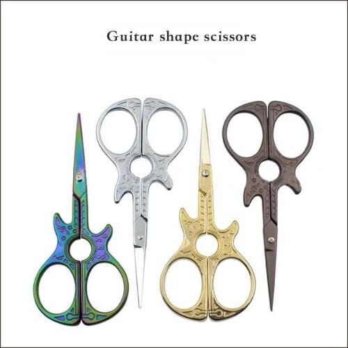 4 colors of household tailtor stainless steel hand tools beak shape guitar shaped craft retro scissors