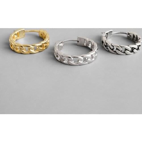 S925 Silver Color Earrings Simple Retro Chain Womens Earrings Earrings Personality Student Silver Color Jewelry Ladies Jewelry