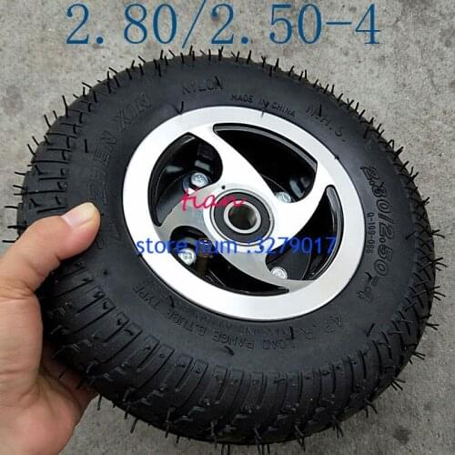 Free Shipping Good Quality Size 2.80/2.50-4 Tyre and Inner with Wheel Hub Tube Fits Gas or Electric Scooter,ATV Mobility Scoote
