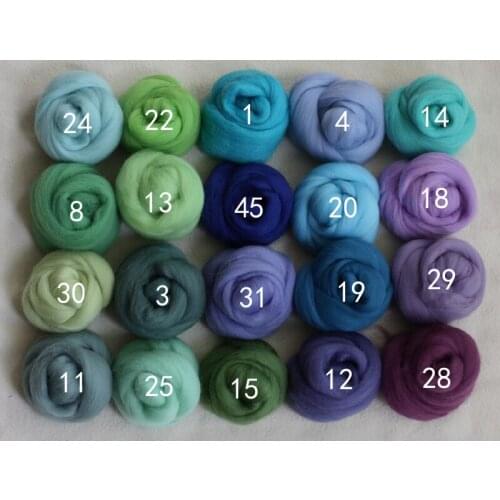 Blue, green and purple series Merino Wool 64S Handmade materials diy poke fun wool strip wool felt 5g/color 20colors