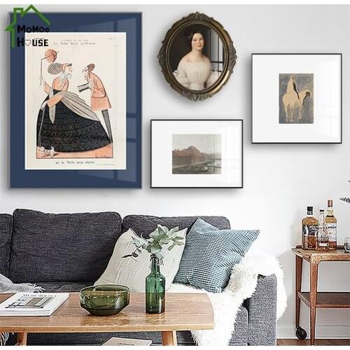 Scandinavian Vintage Woman Old Jar House Rider Wall Art Poster for Aisle and Print Picture Home Decoration Aesthetic Room Decor