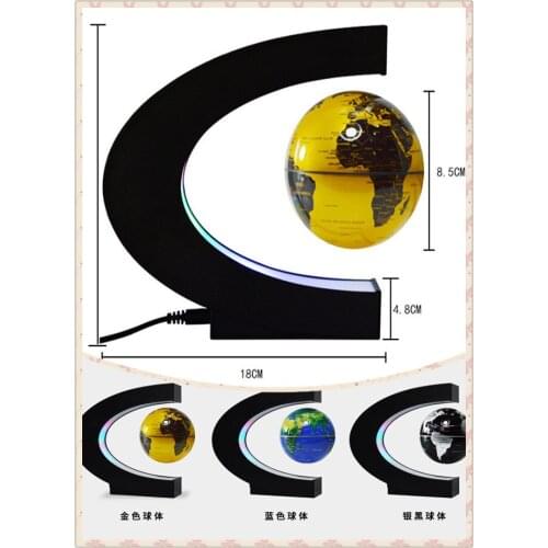 US or EU Plug Home Office Decoration LED Floating Tellurion Globe C Shape Magnetic Levitation Light World Map With LED Tellurion