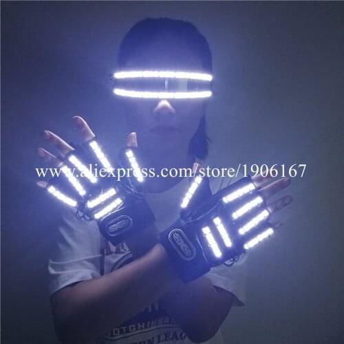 LED Luminous Glasses Bar Night Stage Lighting Show Party Dancing Gloves Halloween Christmas Grand Event Illuminated Led Props