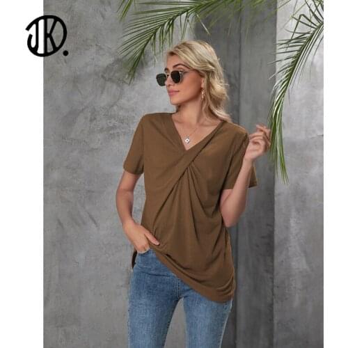 Women Twisted T-shirt Top Plus Sizes O-Neck Pullover Basic Clothing 2021 Lady Short Sleeve Summer Ladies T Shirt Casual Tee Tops