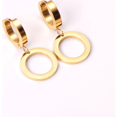 Gold/Silver Color 316L Stainless Steel Round Hoop Earring Korean Style for Women Stud Earrings Fashion Jewelry Gift Accessories