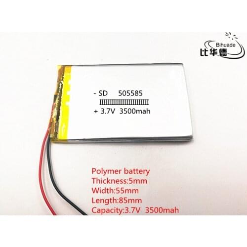 10pcs/lot 3.7V 3500mAh 505585 Lithium Polymer Li-Po li ion Rechargeable Battery cells For Mp3 MP4 DIY PAD DVD