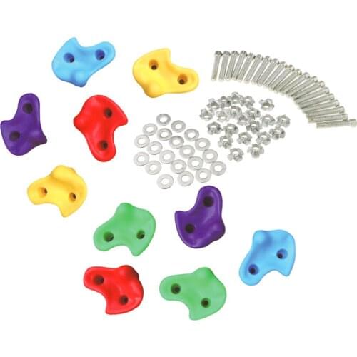 10pcs Rock Climbing Holds for Kids with Installation Hardware - Climbing Grips for DIY Rock Stone Wall -Large