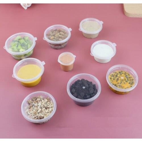 100pcs Net Red Transparent Tomato Salad Cheese Passion Jam Takeaway Milk Tea Dessert Bowl Small Plastic Box Packing Cup With Lid