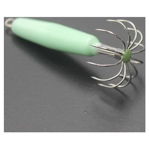 2Pcs/Set Fishing Hook Squid hook Bass Lure Sea Fishing Luminous Jig Fishhook Hard Lure Luminous Fishing Tackle Tool