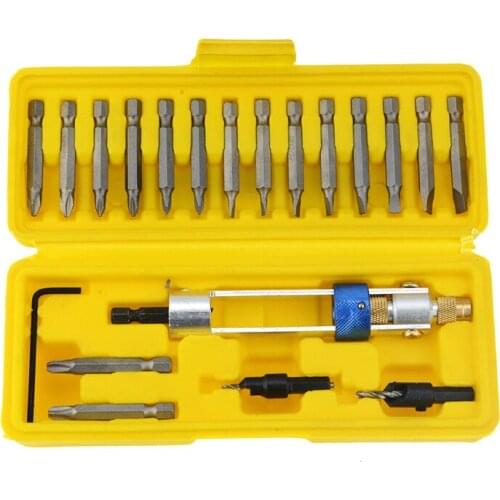 20pcs Half Time Drill Driver Multi Screwdriver Sets Updated Version 16 Different Kinds Head with Countersink Bits Allen Wrench