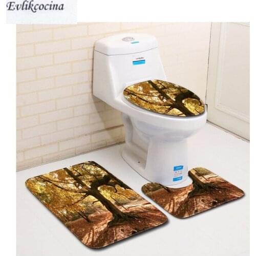 Free Shipping 3Pcs Sun Shining Tree Casa De Banho Bathroom Carpet Toilet Bath Mat Set Non Slip Tapis Salle De Bain Alfombra Bano